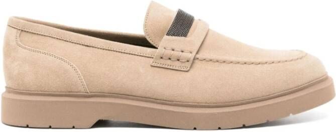 BRUNELLO CUCINELLI Beige Platte Schoenen met Monili Detail Beige Dames