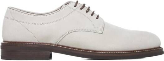 BRUNELLO CUCINELLI Beige Suède Derby Platte Schoenen Beige Heren