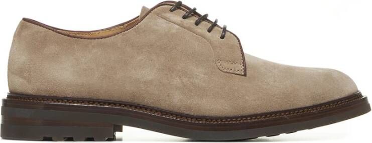 BRUNELLO CUCINELLI Beige Suède Derby Schoenen Brown Heren