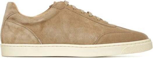 BRUNELLO CUCINELLI Beige Suède Sneakers met Logo Beige Heren