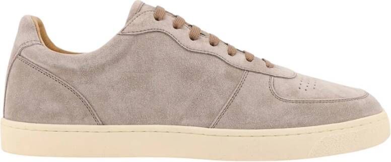 BRUNELLO CUCINELLI Beige Suède Sneakers Veters Rubber Zool Beige Heren