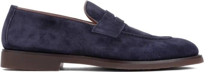 BRUNELLO CUCINELLI Blauwe Suède Loafer Schoenen Blue Heren