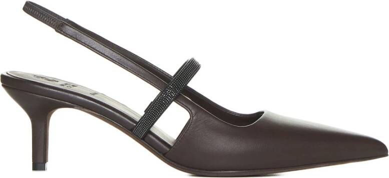 BRUNELLO CUCINELLI Bruin Leren Slingback Hakken Brown Dames