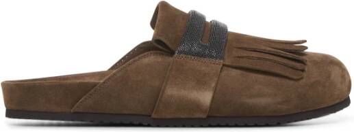 BRUNELLO CUCINELLI Bruine Sandalen met Franjedetail Brown Dames