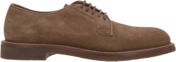 BRUNELLO CUCINELLI Bruine Suède Derby Platte Schoenen Brown Heren