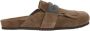 BRUNELLO CUCINELLI Bruine Suède Fringe Platte Sandalen Brown Dames - Thumbnail 1