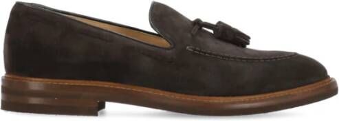 BRUNELLO CUCINELLI Bruine Suède Loafers met Kwastjes Brown Heren