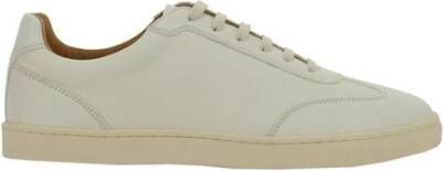 BRUNELLO CUCINELLI Contrasterende Leren Sneakers met Drukknopen Beige Heren