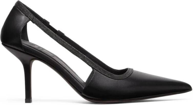 BRUNELLO CUCINELLI Elegante Leren Pumps voor Vrouwen Black Dames