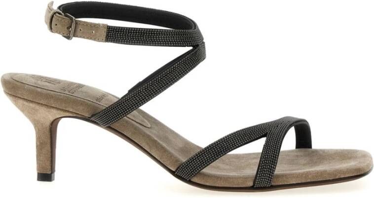 BRUNELLO CUCINELLI Elegante Monile Sandalen met 60mm Hak Black Dames