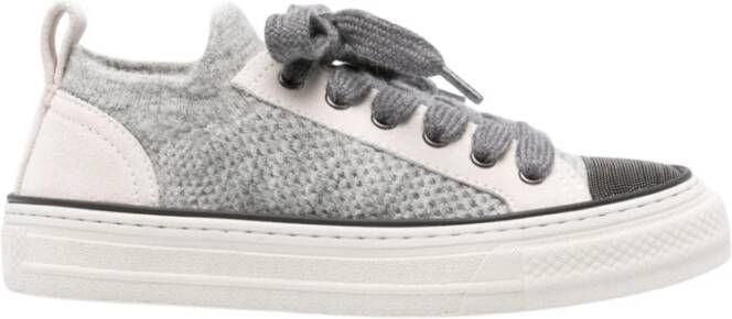 BRUNELLO CUCINELLI Gebreide Dames Sneakers Grijs Beige Gray Dames