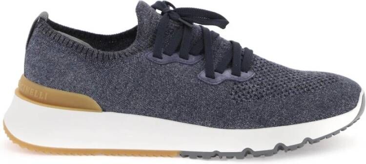 BRUNELLO CUCINELLI Gebreide Sneakers met Suède Accenten Blue Heren