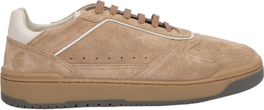 BRUNELLO CUCINELLI Gewassen suède sneakers met leren details Beige Heren