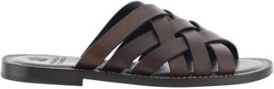 BRUNELLO CUCINELLI Geweven leren blokhak sandalen Brown Heren