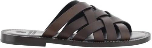 BRUNELLO CUCINELLI Geweven leren sandalen met blokhak Brown Heren