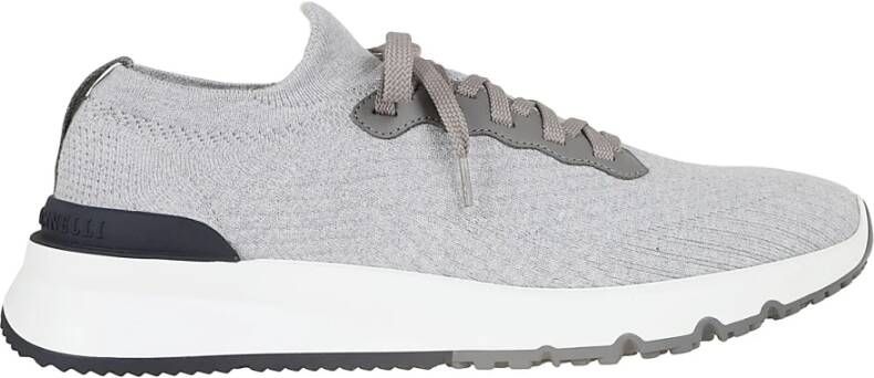 BRUNELLO CUCINELLI Grijze Gebreide Sneakers Lichtgewicht Trendy Stijl Gray Heren