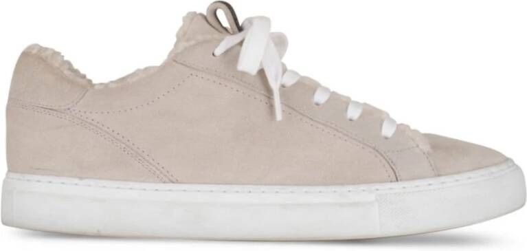 BRUNELLO CUCINELLI Grijze Suède Sneakers Ronde Neus Vetersluiting Gray Dames