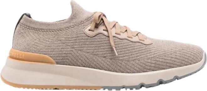 BRUNELLO CUCINELLI Grijze Wollen Sneakers met Leren Details Gray Heren