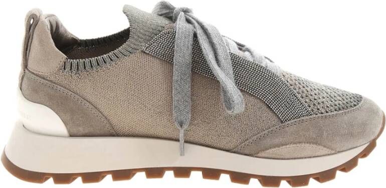 BRUNELLO CUCINELLI Hoogwaardige leren sneakers voor modieuze vrouwen Gray Dames