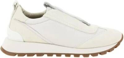 BRUNELLO CUCINELLI Instap sneakers met versierde voorkant en suède White Dames