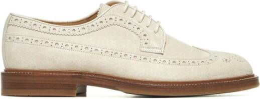 BRUNELLO CUCINELLI Ivoor Platte Schoenen Longwing Brogue Derby Beige Heren