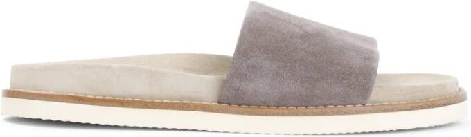 BRUNELLO CUCINELLI Kameel Leren Sandalen Gray Heren