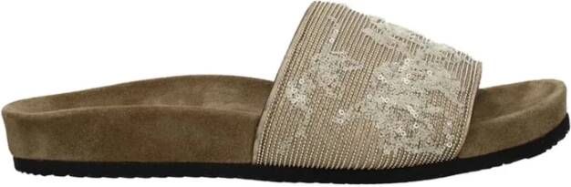 BRUNELLO CUCINELLI Leren flats met kralenversiering Beige Dames - Foto 1