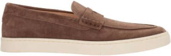 BRUNELLO CUCINELLI Lichtbruine Suede Mocassinschoenen Brown Heren