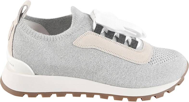 BRUNELLO CUCINELLI Lichtgrijze Sock-Style Enkelsneakers Gray Dames