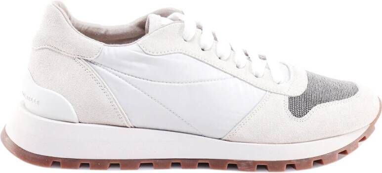 BRUNELLO CUCINELLI Luxe nylon en suède sneakers White Dames