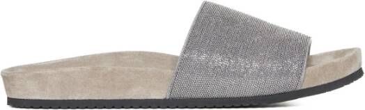 BRUNELLO CUCINELLI Metallic Effect Leren Sandalen Gray Dames