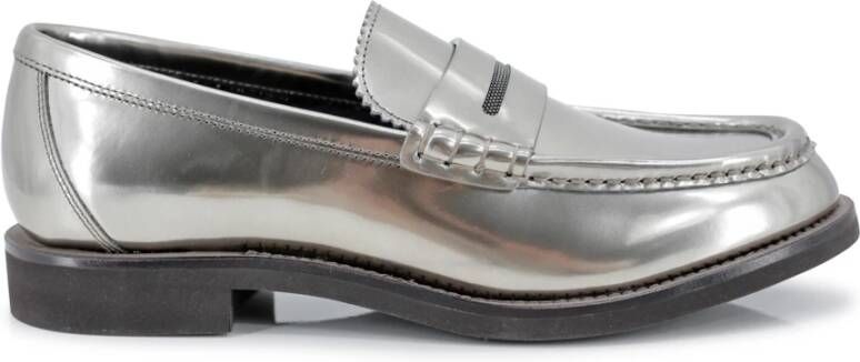 BRUNELLO CUCINELLI Moderne Penny Loafer Platte Schoenen Gray Dames