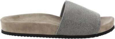 BRUNELLO CUCINELLI Platte sandalen met juweelversierde band Brown Dames