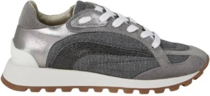 BRUNELLO CUCINELLI Platte schoenen met Monili-kettingdetail Gray Dames