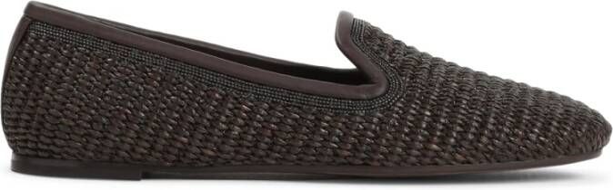 BRUNELLO CUCINELLI Rafia Slippers Brown Dames