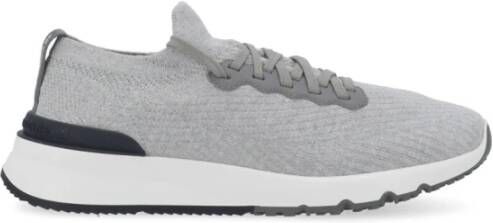 BRUNELLO CUCINELLI Grijze Wol Gebreide Sneakers voor Heren Gray Heren