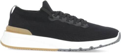 BRUNELLO CUCINELLI Zwarte Wol Gebreide Sneakers voor Heren Black Heren