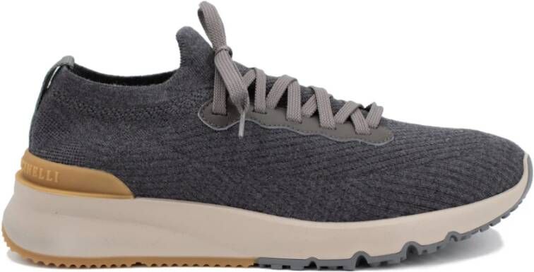 BRUNELLO CUCINELLI Sportieve Gebreide Schoenen voor Dynamische Mannen Gray Heren