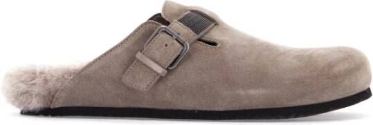 BRUNELLO CUCINELLI Suede Leren Muiltjes met Monile Decoratie Brown Dames