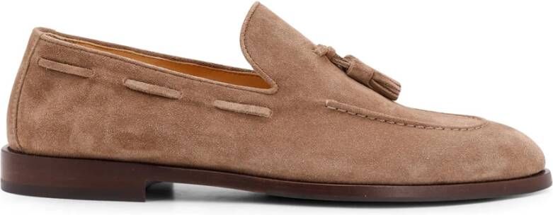 BRUNELLO CUCINELLI Suède Loafer met Kwastjes Beige Heren