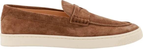 BRUNELLO CUCINELLI Suede Loafer met Logo Print Brown Heren