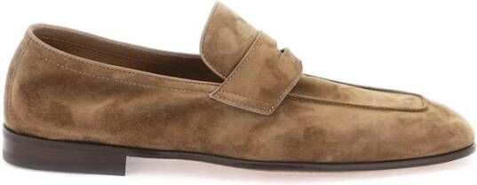 BRUNELLO CUCINELLI Suede Loafers met Leren Interieur Brown Heren