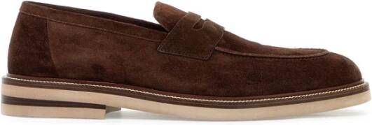 BRUNELLO CUCINELLI Suède Loafers met Rubberen Zool Brown Heren