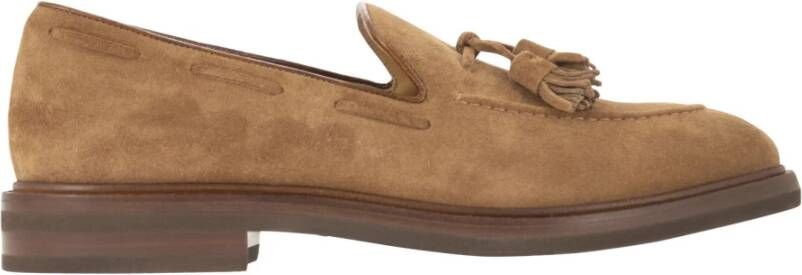 BRUNELLO CUCINELLI Suede Moccasins met Kwastjes Brown Heren