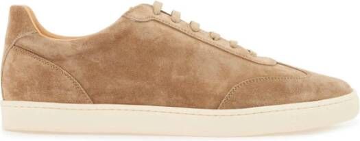 BRUNELLO CUCINELLI Suède Sneakers met Gelamineerde Details Beige Heren