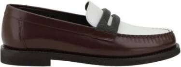 BRUNELLO CUCINELLI Tweekleurige leren loafers met blokhak Multicolor Dames