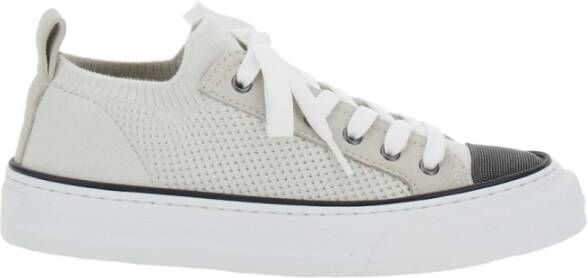 BRUNELLO CUCINELLI Witte lage top sneakers vetersluiting White Dames