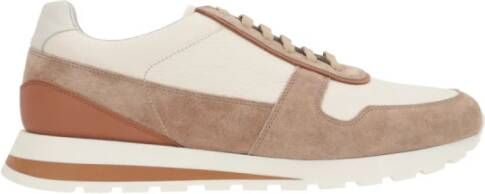 BRUNELLO CUCINELLI Witte Leren Lage Sneakers Brown Heren