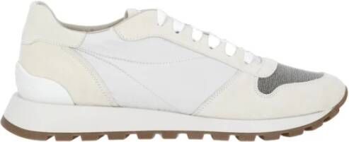 BRUNELLO CUCINELLI Witte Suède Leren Sneakers met Diamond Cut-BR Details White Dames