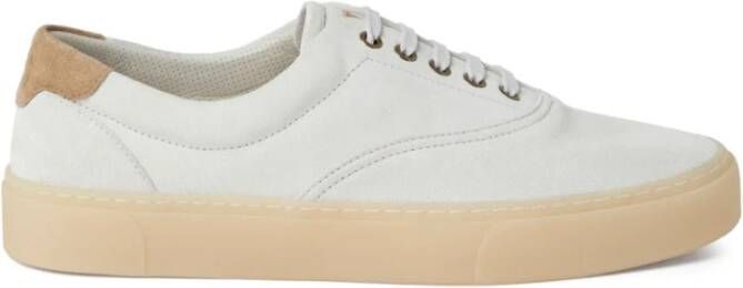 BRUNELLO CUCINELLI Witte Suède Sneakers met Merkhiel White Heren